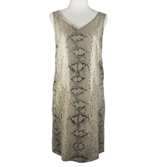 𝅺GIANNI BINI SEQUIN SNAKE‎ SKIN SHEATH TANK DRESS - Picture 1 of 10